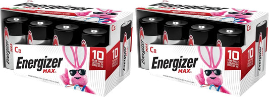 Energizer MAX C Batteries, Premium Alkaline C Cell Batteries, (8 Battery Count), (Pack of 2)
