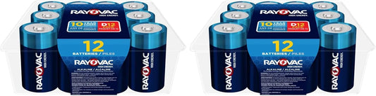 Rayovac D Batteries, Alkaline D Cell Batteries (12 Battery Count) (Pack of 2)
