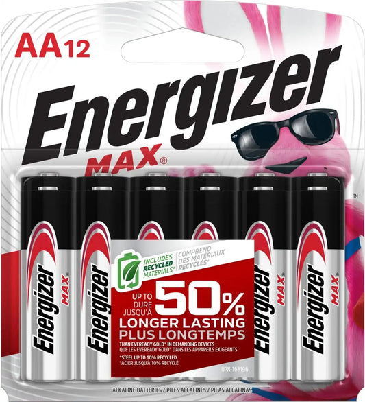 Energizer MAX AA Batteries, 12 Pack, Double A Alkaline Batteries