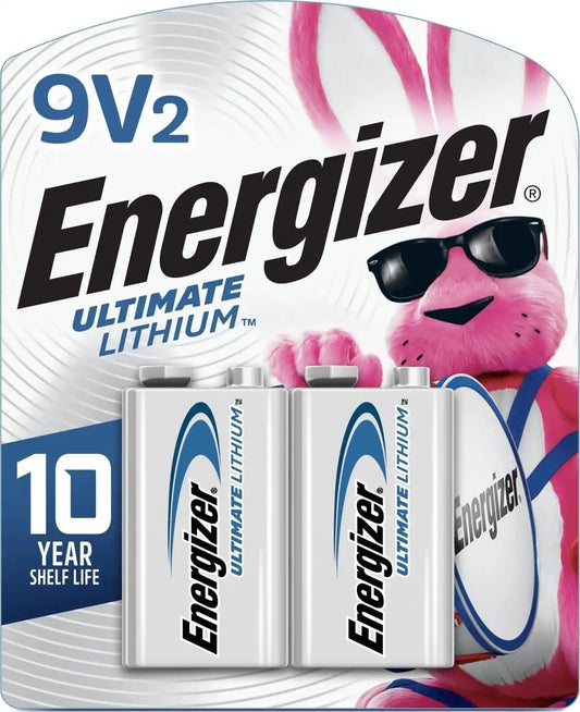 Energizer Ultimate Lithium 9V Batteries (2 Pack), 9 Volt Lithium Batteries