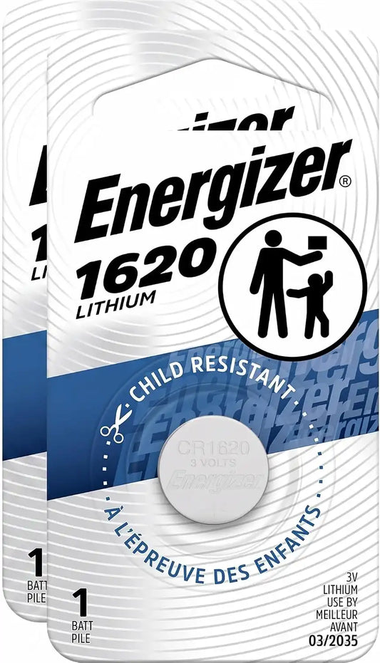 Energizer 1620 3V Batteries, 3 Volt Battery Lithium, 1 Count (Pack of 2)