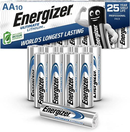 Energizer Ultimate Lithium AA Batteries 10 Pack, 1.5V Long-Lasting for High-Drain Digital Devices