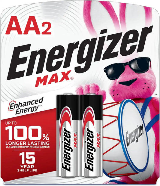 Energizer MAX AA Batteries (2 Pack), Double A Alkaline Batteries